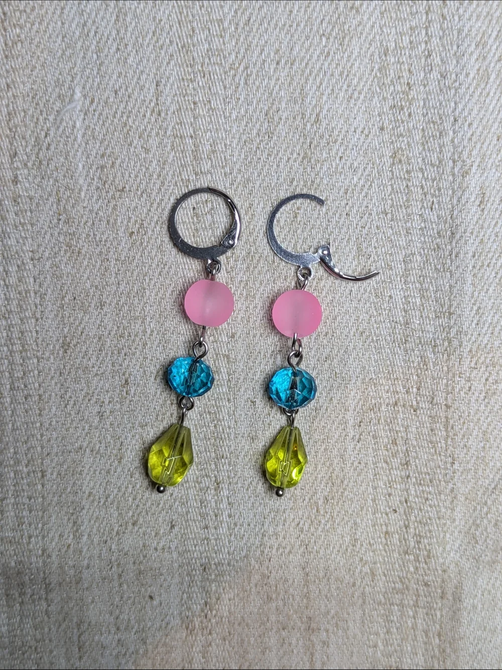 Colorful Pink, Blue & Lime Drop Earrings - Women Jewelry
